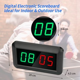 Jhering Electronic Scoreboards with Remote, Portable Score Keeper, Digital Scoreboard for Basketball Ping Pong Volleyball Sport(M Green/Red)