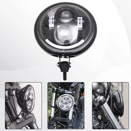 UTVIUNCT Lengthened Bolt 5.75 Inch Headlight Housing Universal Motorcycle 5 3/4" LED Headlight Bucket Shell Round Headlamp Light Bulb Bottom Mounting