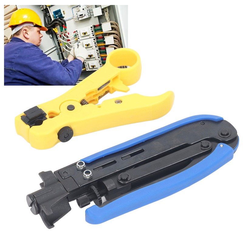 Coaxial Cable Crimping Pliers Combination Tool Adjustable Portable Coax Stripper