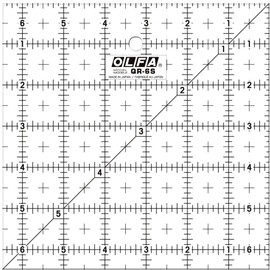 Olfa QR6S 1-Piece Acrylic Quilt Ruler, Transparent,6.5 x 6.5 x 0.25