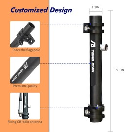 SHEAM Antenna Mount Flagpole Holder, Multi-Function Tailgate Hinge Mount Compatible with Jeep Wrangler JK JL & Unlimited, No Drilling(Black)