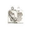 Bliss Sterling Silver Praying Hands Medal Pendant Necklace 24" Chain
