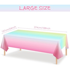Ethanberg 3 Pack Pastel Rainbow Plastic Tablecloths, Pastel Disposable Table Covers Rainbow Party Decorations for Birthday, Wedding, Party, Picnic, Baby Shower Decorations, 54 x 108 Inch