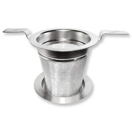 TeaLogic Permanent Filter for Tea Made of Stainless Steel with Double Handle and Drip Tray Tea Strainer Tea Net Tea Filter