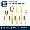 Hammered Silverware Set, 30 Pieces Flatware Set Service for 6,