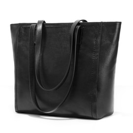 befen Genuine Leather Work Tote Bags For Women Large Tote Bag With Zipper Black Real Leather Purse With Compartment Vintage Handbags Womens Designer Shoulder And Handbags For Travel Everyday