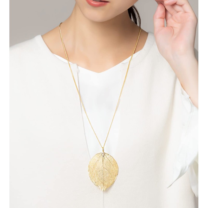 [ジュエル ボックス] JewelVOX ネックレス ニッケルフリー 透かし 立体 リーフ ロング ロングネックレス