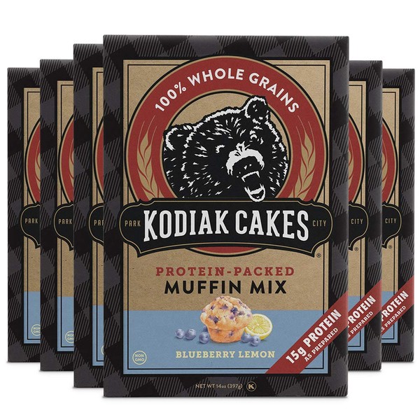Kodiak Cakes Power Bake, Protein Muffin Mix, Blueberry Lemon, 14 Ounce (Pack of 6)