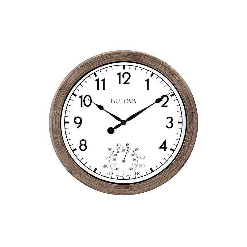 Bulova Patio Time Wall Clock C4879 | 10.25" Rattan-Look Waterproof