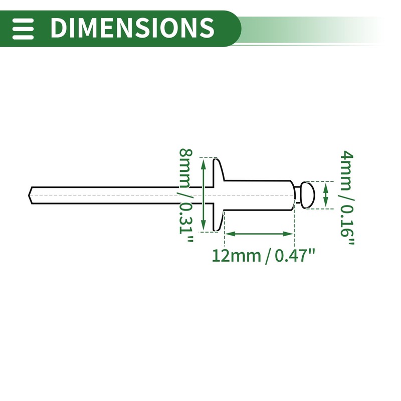 Motoforti Open End Large Flange Blind Rivets 4mm Grip Diameter