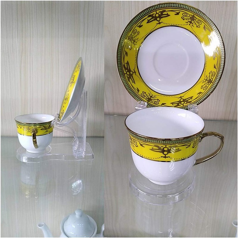 Hipiwe Acrylic Tea Cup Saucer Display Stands Clear Dinnerware Display
