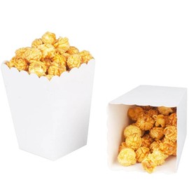 White Open - Top Popcorn Box Set of 36 Popcorn Favor Boxes Cardboard Candy Container Parties Popcorn Boxes Paper Popcorn Box for Party Birthday Theater Themed Parties Movie Nights (Height-4.6 In)