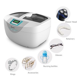 Ukoke UUC25W, Professional Jewelry Timer, Portable Household Ultrasonic Cleaning Machine, Eyeglasses Denture Cleaner, 2.5 L, Green