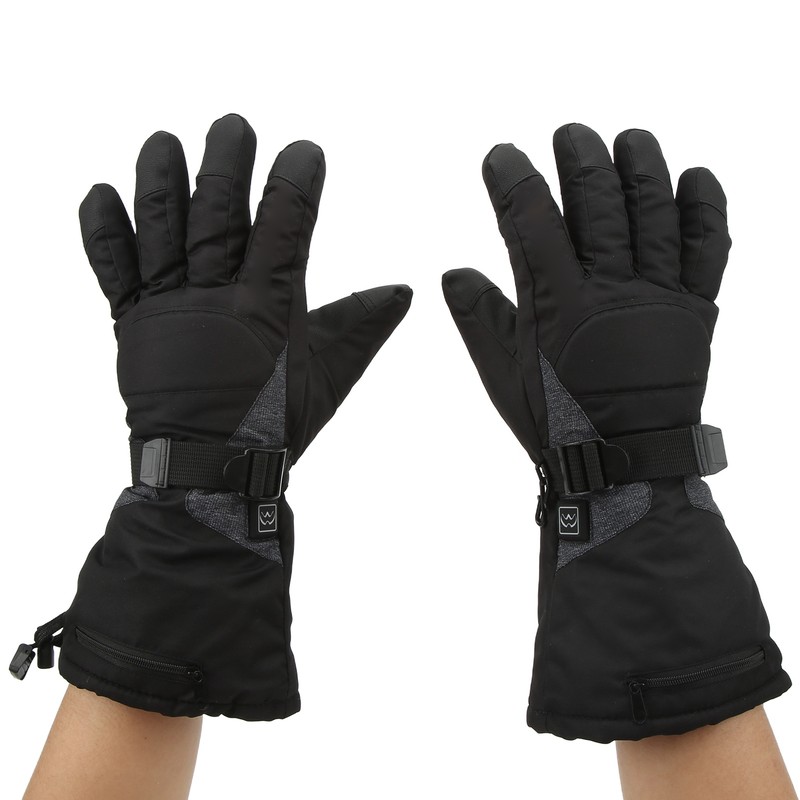 One Pair Heated Gloves Unisex Black XL 3 Gears Temperature