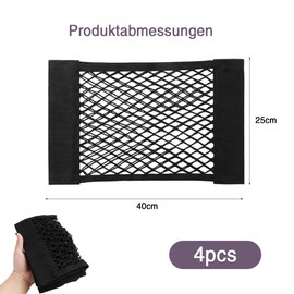4 Stücke Gepäcknetz Auto, Auto Aufbewahrungsnetzv, Gepäcknetz Erstreckt, Wohnmobil Kofferraum Netz Organizer, Elastisches Kfz Camper Aufbewahrungsnetz mit Klettstreifen für universal Autos/SUV