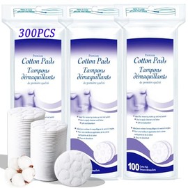 Almohadillas de algodón prémium para cara, 300 unidades redondas desmaquillantes, 100% algodón orgánico puro y natural, almohadillas faciales sin pelu