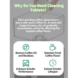 PUZZLEQ Professional Coffee Grinder Cleaning Tablets, All Natural Food Safe Gluten Free, Cleans Burr and Casing, Compatible with Ninja Luxe Cafe, Breville Barista Express, Other Burr Coffee Grinders