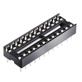 FOCMKEAS 25 Pcs 24 Pin IC Socket,2.54mm Pitch Pins Narrow Body Soldering DIP IC Chip Socket Adaptor for PCB Board Design, Breadboard Project