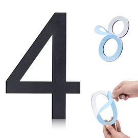 6 Inch Self-adhesive House Numbers,Stainless Steel House Number for Outside,Big Modern House Numbers, Garden Door Address Numbers for House, 911 Visibility Signage (4)