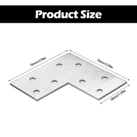 8 Pcs Flat Corner Bracket for Wood, Flat Fixing Brace Brackets, L Brackets for Wood, Angle Brackets Flat Straight Brackets for Repairing Fixing Furniture Support Joining Mending Plates, 3x3x1.5
