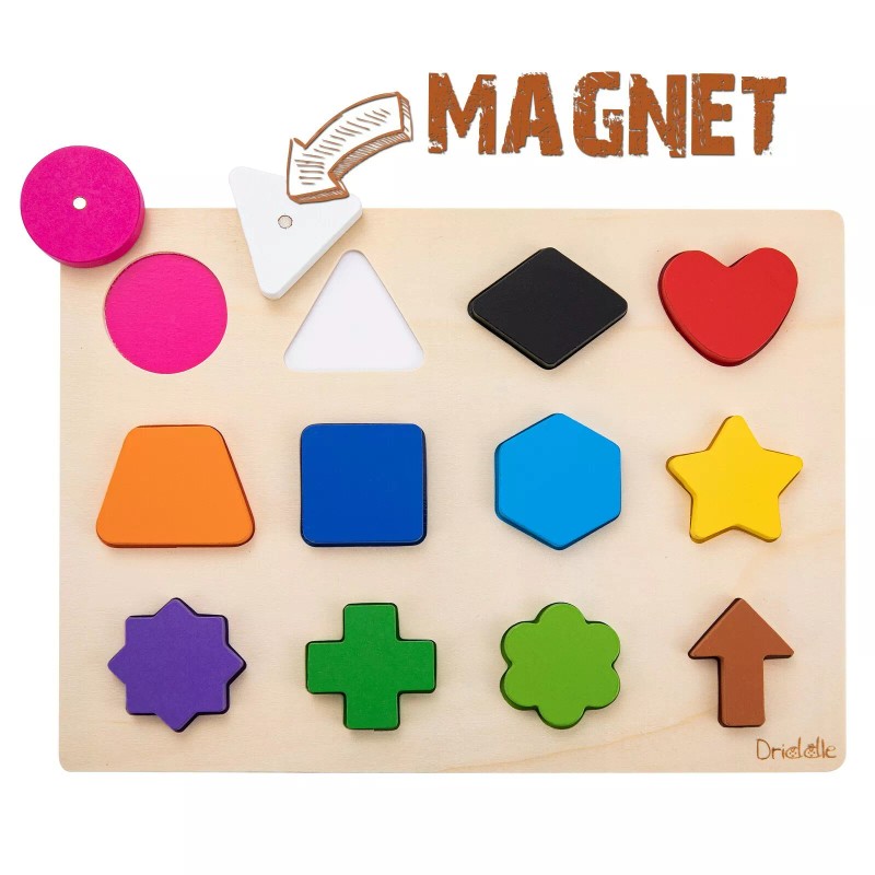 Driddle Magnetic Wooden Educational Shape Puzzle - Learn Colors &