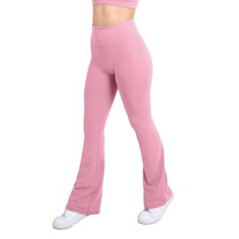 YITTY Active Women's Ultraluxe Kick Flare High Waist Legging, Athleisure, 4-Way-Stretch, Pink Sorbet, XL, Short | 30" Inseam