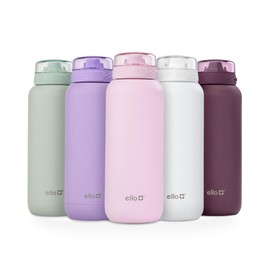 Ello Cooper 22oz Stainless Steel Water Bottle with Straw and Carry Handle, Double Walled and Vacuum Insulated Metal, Leak Proof Locking Lid with Soft Silicone Spout, Reusable, BPA Free, Cashmere Pink