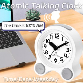 RUNCAR Atomic Talking Clock 5 Sets of Separate Alarms English Speaking Pleasant Male Or Female Voice Switchable