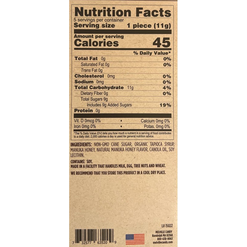 Melville Candy Honey Spoons [For Tea Lovers] Gluten-Free 5 Count