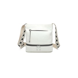Women's Multi Zipper Practical PU Leather Slim Shoulder Handbag Crossbody Bag -WHITE