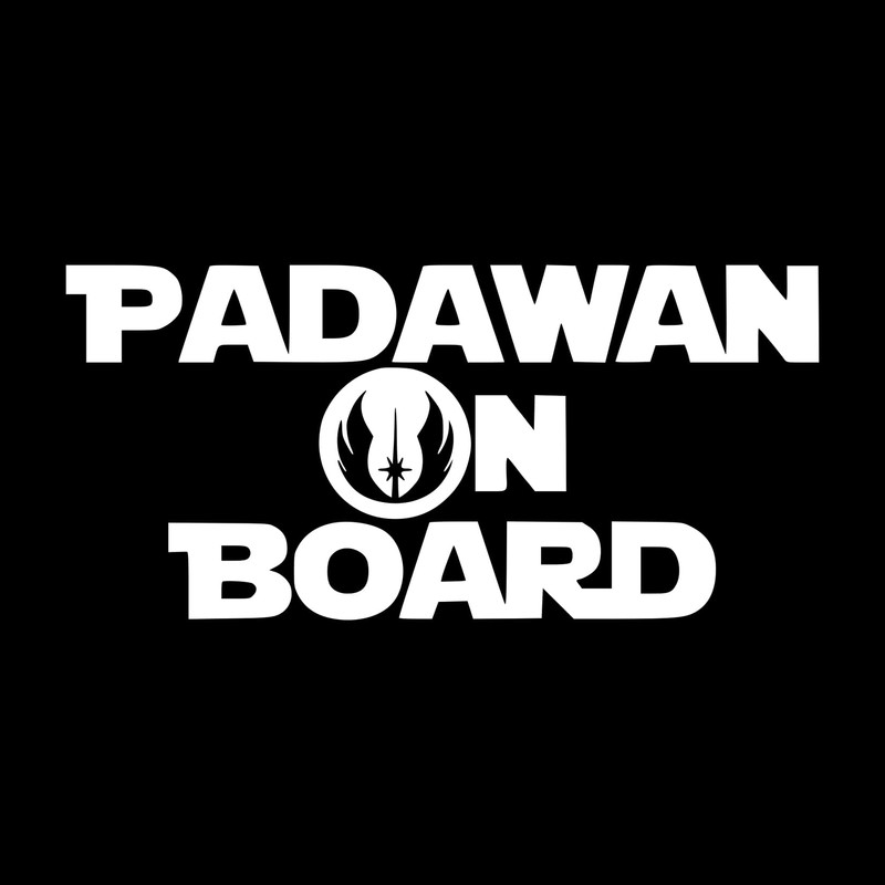 SW Padawan On Board Decal Notebook Car Laptop 5.5"x2.5" (White)