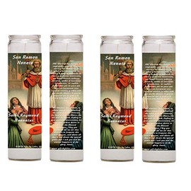Gifts by Lulee, LLC Set of 4 Saint Raymond Nonnatus Prayer Candles 4 Veladoras Saint Ramon