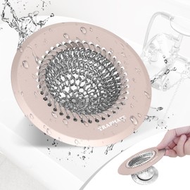 Shower Drain Hair Catcher, Fast Drainage Bathtub Drain Hair Catcher, Easy Clean Hair Catcher Shower Drain, Upgraded 304 Stainless Steel Shower Drain Cover For Shower Regular & Pop-up Drain (Rose Gold)