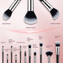 Makeup Brush Set, Premium Synthetic 14 Pcs Makeup Brushes, Travel Makeup Brush Set for Foundation, Concealer, Blush and Eyeshadow Brush(Black)
