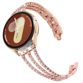 KADES Compatible for Galaxy watch Strap 40mm 44mm,20mm women Bling Metal Bracelet for Galaxy Watch 7/6/5/4 strap 40mm 44mm,Galaxy Watch 6 Classic strap 47mm 43mm,Galaxy Watch 4 Classic strap,Rose Gold