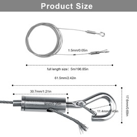 0XBIT Stainless Steel Rope, Rope Tension Set, 1.5 mm x 5 m, Adjustable Steel Cable with Eyelets, Durable and Rustproof, Maximum Load 30 kg, Suitable for Tents, Picture Frames