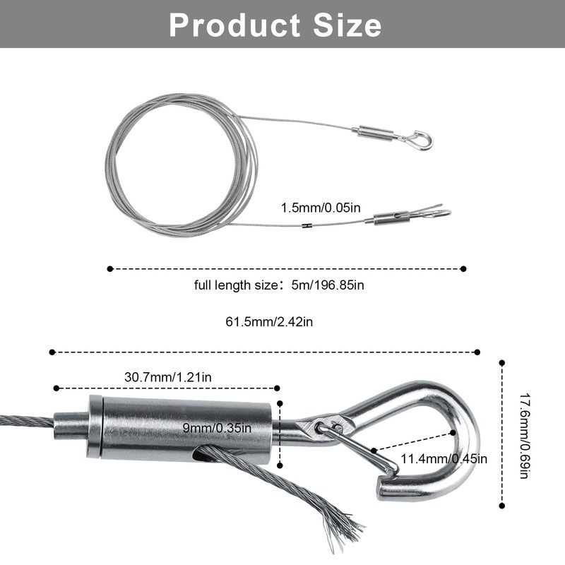 0XBIT Stainless Steel Rope, Rope Tension Set, 1.5 mm x