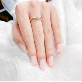 COLOR ELEMENT French Tip Press On Nails Almond, Semi-Transparent Short Almond Press On Nails Short Fake Nails With Designs False Nails, Reusable Natural ABS Nails Press Ons Short (colorful)