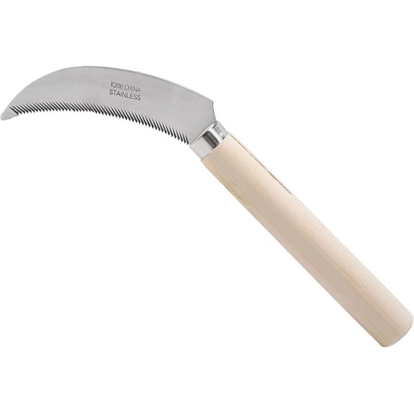 Zenport K206 Stainless Steel Sickle with Wood Handle, 4.3-Inch Blade