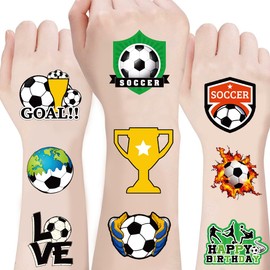 100PCS Soccer Temporary Tattoos - 2.24x3.81 Inch, Fake Tattoos for Kids & Adults, Waterproof for Game Days, Parties, Easy to Apply/Remove (soccer)