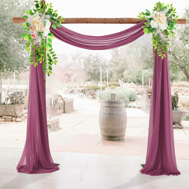 Wedding Arch Drapes Deep Pink Sheer Backdrop Curtains Rose Pink