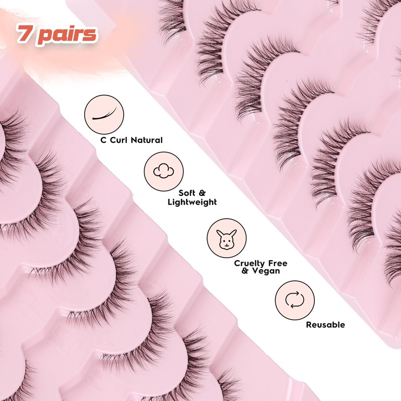 Eyelashes Cat Eye Lashes Natural Look 12mm False Lashes Wispy
