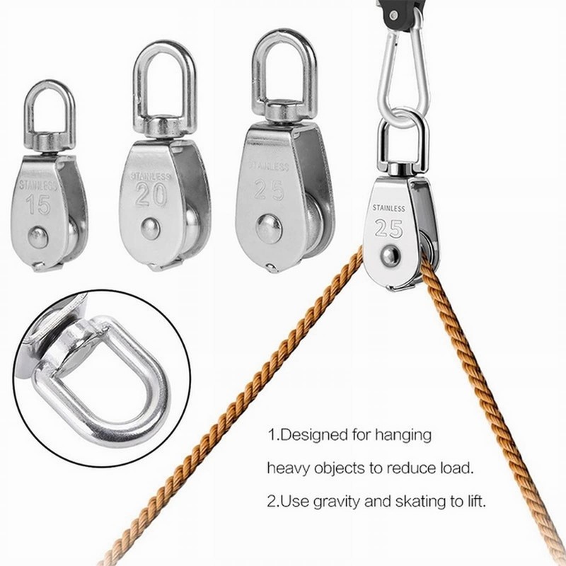 ExcInter Single Pulley M32 Steel Wheel Block Heavy Duty Pulley