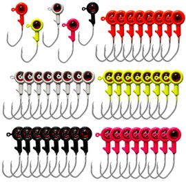 Bombite Crappie Jig Heads, paquete de 40 plantillas de cangrejo de pesca, anzuelo, plantillas de pesca, cabezas de pesca para pescar de lubina de cangrejo 1/8 onzas