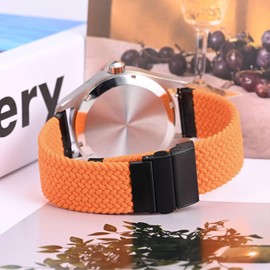 Anbeer Braided Nylon Watch Band, 0.7 inch (18 mm), 0.8 inch (20 mm), 0.9 inch (22 mm), Stepless Adjustment, Quick Release, Tri-fold Push Buckle