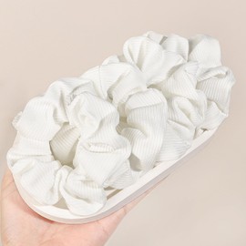 Hair Scrunchies for Women - Hair Ties No Damage Both for Thick Hair or Thin Hair Curl Hair No Crease White Scrunchies Ponytail Holder No Hurt Your Hair