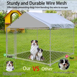 Large Outdoor Dog Kennel, 6.6 × 6.6 × 5FT Heavy Duty Dog Cage with Roof and Secure Locks, Spacious Dog Crate Fence for Dogs, Chicken Outside