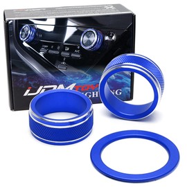 iJDMTOY 3pcs Sports Blue Anodized Aluminum AC Climate Control, Engine Push Start Surrounding Ring Decoration Cover Trims Compatible with 2021-up Toyota Camry LCI/Facelift Models