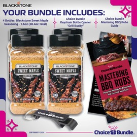 Blackstone Sweet Maple Seasoning – Gourmet Griddle Premium Barbecue Rub 4 Pk (30.4 oz) + BBQ Masters & Opener (6 Items)!