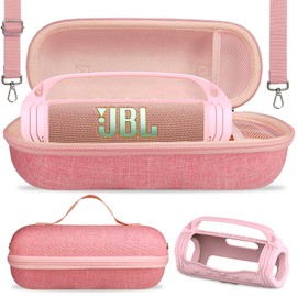 JCHPINE Silicone Cover and Hard Case for JBL Flip 7 Portable Bluetooth Speaker Accessories, Protection for JBL Flip 7 AI Sound Bluetooth Speaker Silicone Case with Handle (Pink)